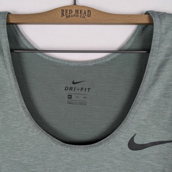 Nike Dri-FIT Women’s Tank – XXL Tall Heather Green Sleeveless Workout Top - Picture 2 of 5